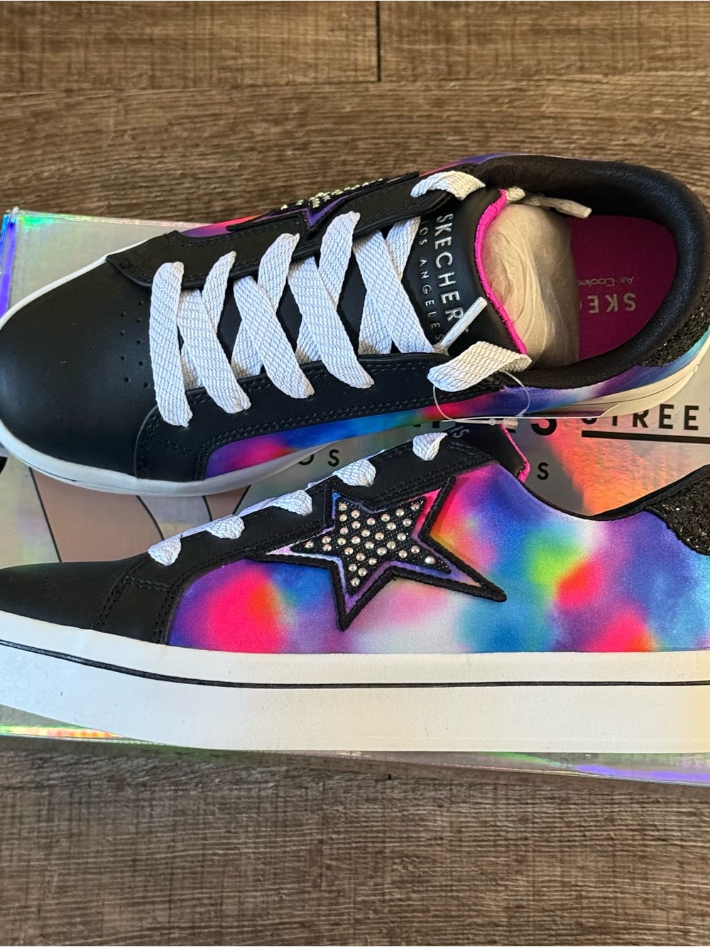 Skechers Shoes Street Hi Lite Starry Cloud Girls Size 5 Black Multi Rhinestone